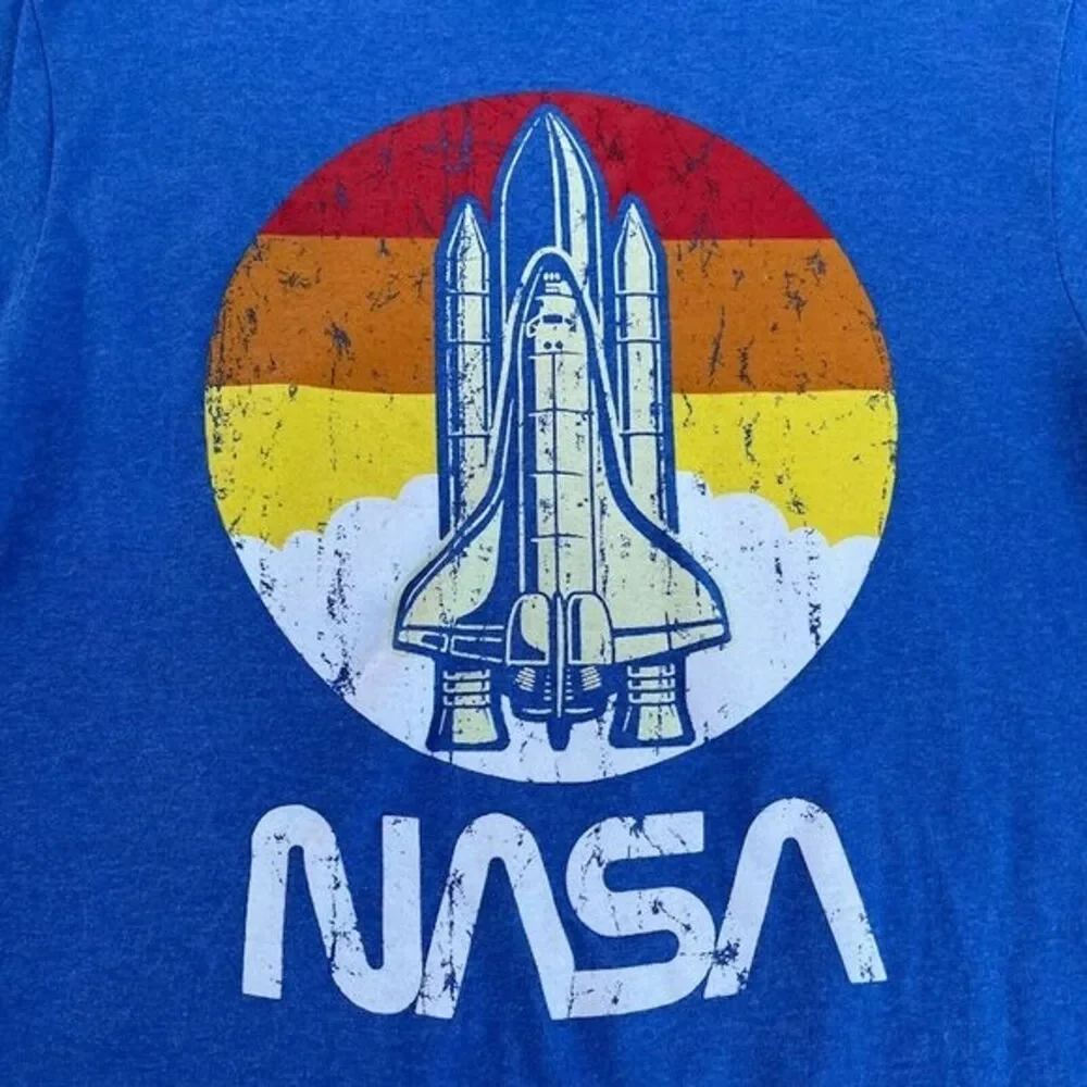 Fifth Sun Unisex NASA Blue Sunset Retro‎ Shuttle Graphic Tee Tshirt Size Medium